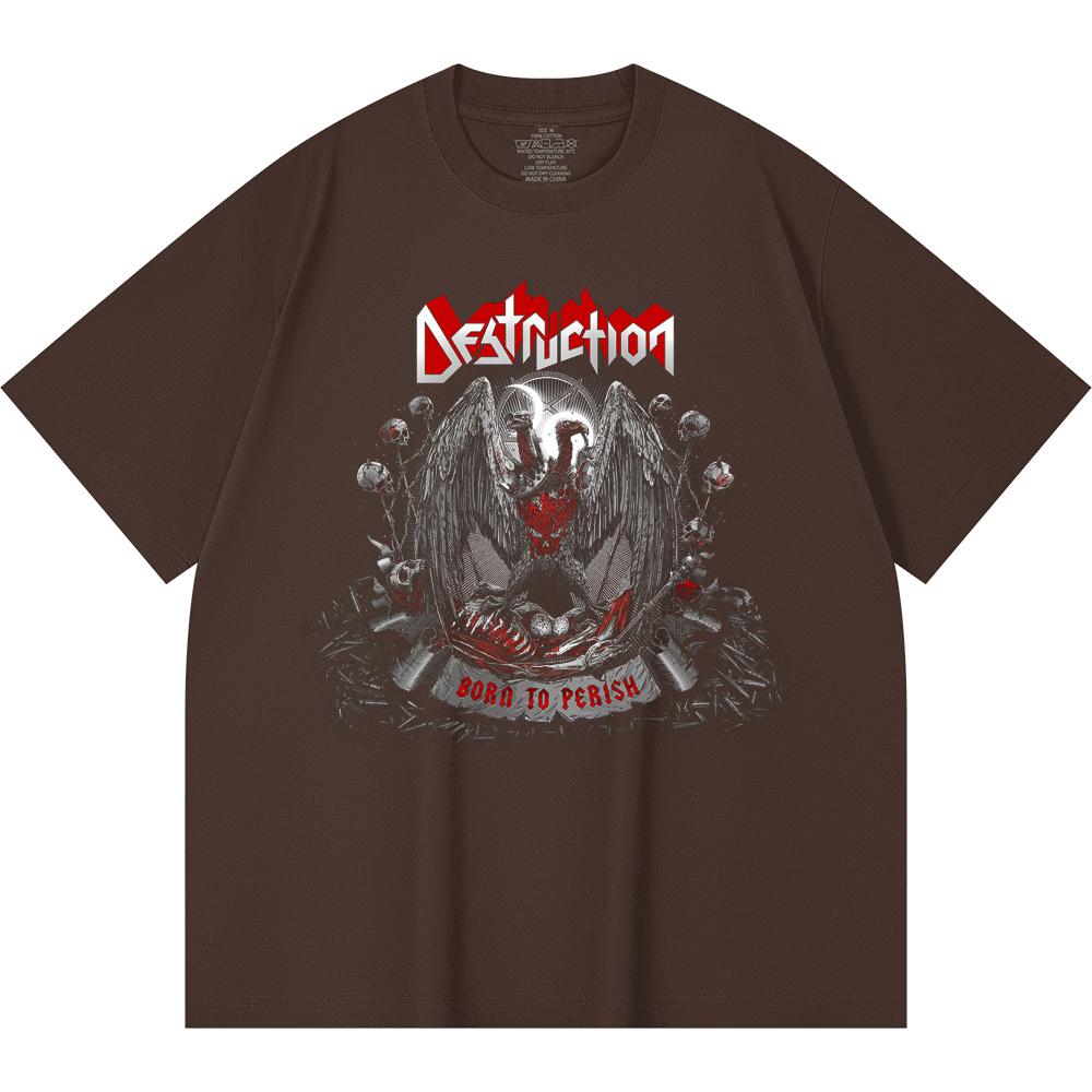 Хлопковая футболка плотностью 230 г/м² 100% Хлопок Heavy Metal Футболка с принтом рок-группы Популярная музыка Унисекс Тяжелая хлопковая футболка