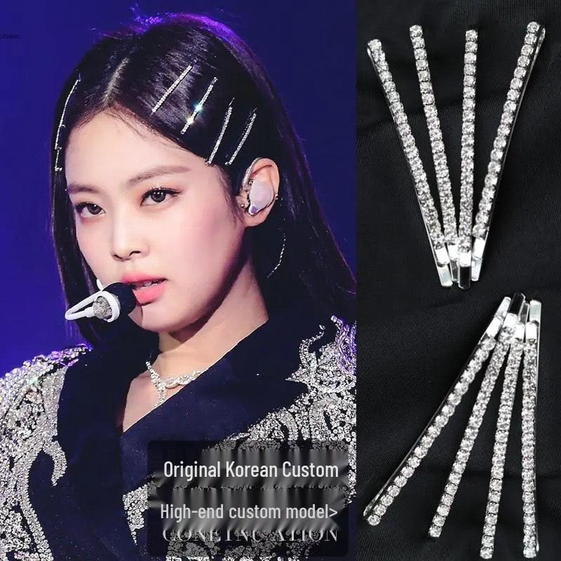 Ким Дженни Стразовая заколка для волос: Блестящая заколка-невидимка с бриллиантами для девочек, сказочный стиль