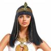 Stylish Queens of Egypt Synthetic Black Straight Wigs for Women With Snake Headband Accessories Halloween Costumes Party Cosplay