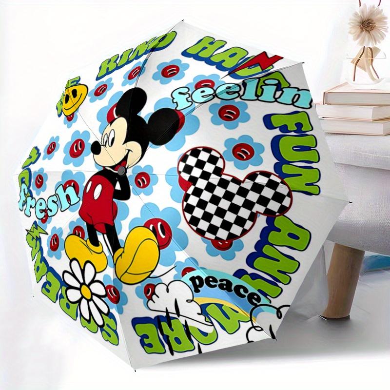 1pc Colorful Mickey Mouse Durable Cartoon Folding Umbrella, Portable 3-Fold Compact Umbrella for Men and Women, Suitable for Travel or Daily