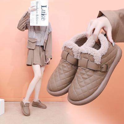 Однотонные меховые женские зимние хлопковые ботинки, толстые плюшевые теплые мягкие подошвы, зимние ботинки для людей среднего и пожилого возраста, повседневные короткие ботинки на плоской подошве 2025