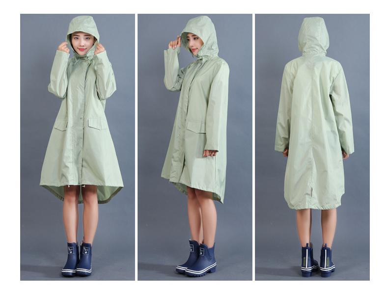 Women's Long-Length Cute Raincoat - Lightweight, Waterproof, Breathable Poncho for Hiking and Japanese Fashion Style.