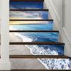 6 полосок, голубое небо и море, наклейки на лестницу, виниловые самоклеящиеся наклейки на отремонтированную лестницу, 39,37x7,08 дюйма для 6 ступеней