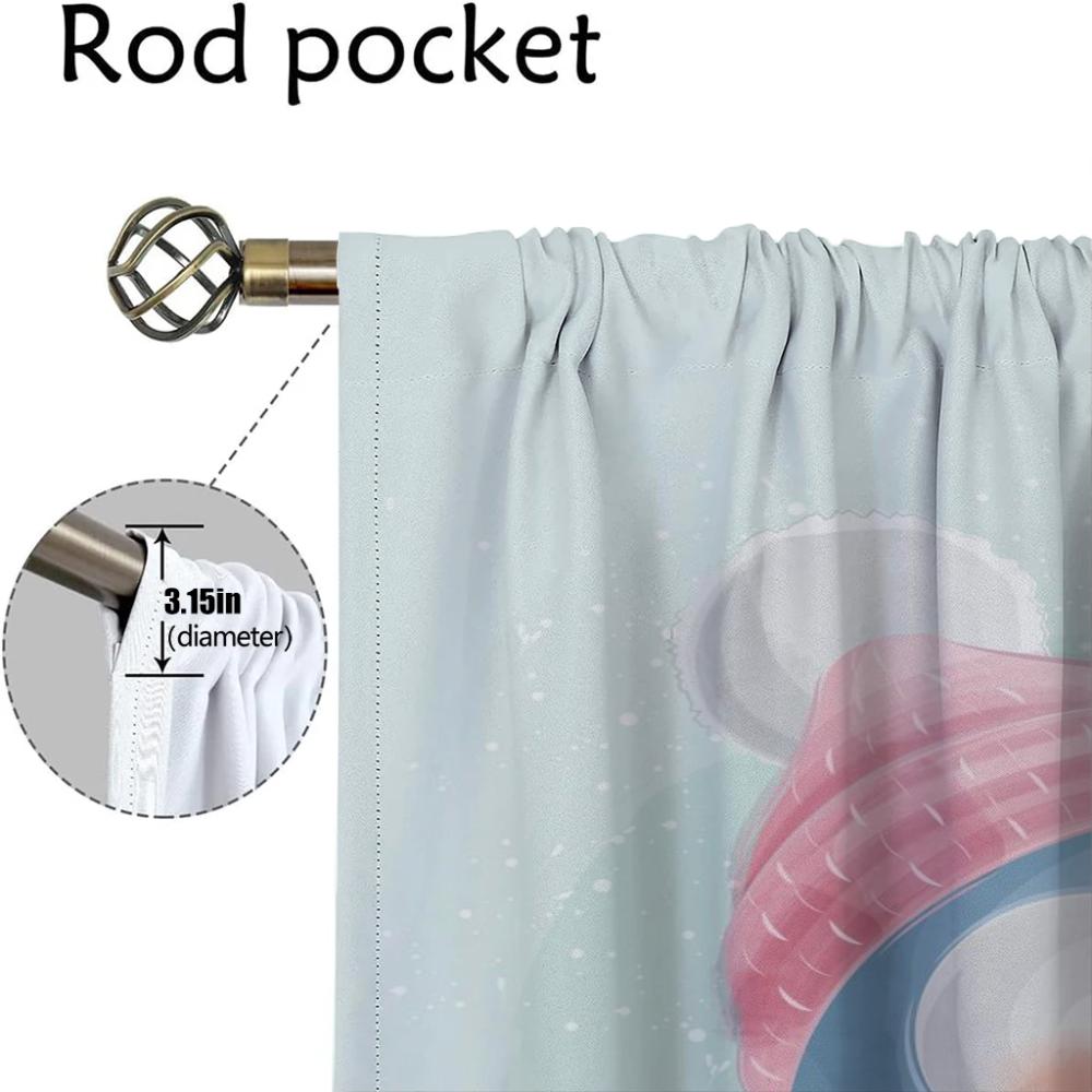 Cute Animals Home Interior Curtains 2 Pieces Window Curtain for Room 2 Panel Tulle for Bedroom Shades Partition Living Kitchen