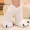 Fashion Cute Cartoon Paw Faux Fur Shoes Woman Winter Home Floor Fluffy Slippers Soft Plush Girls Indoor Snow Boots Funny Party Shoes