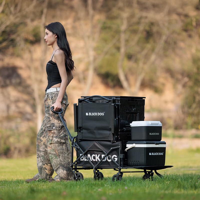 Черная собака складная уличная хозяйственная тележка