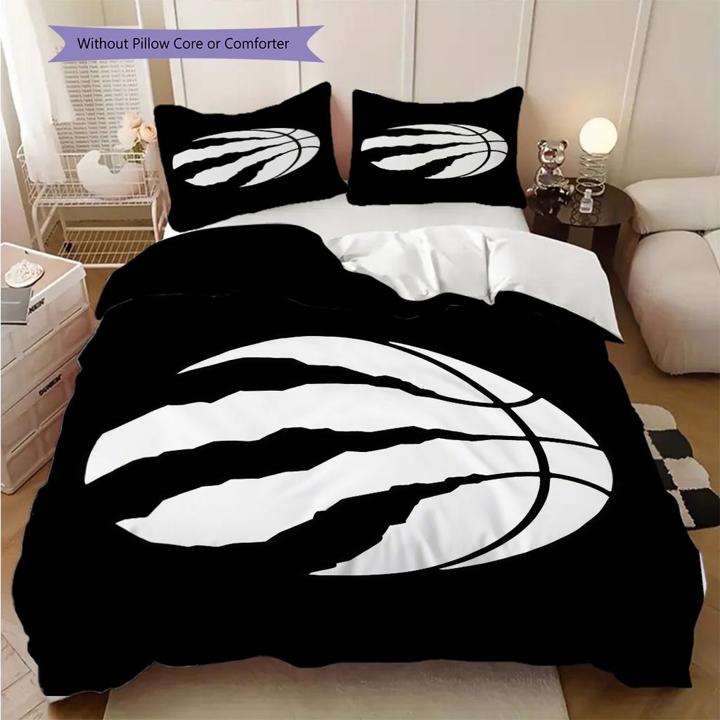 Raptors Basketball Emblem Three-piece set(1 * duvet cover + 2 * pillowcase, without core)Bedding set Duvet cover and pillowcase Soft and comfortable