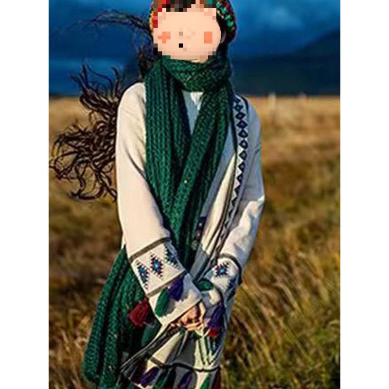 Women's Yellow Ethnic Tassel Knit Cardigan Coat