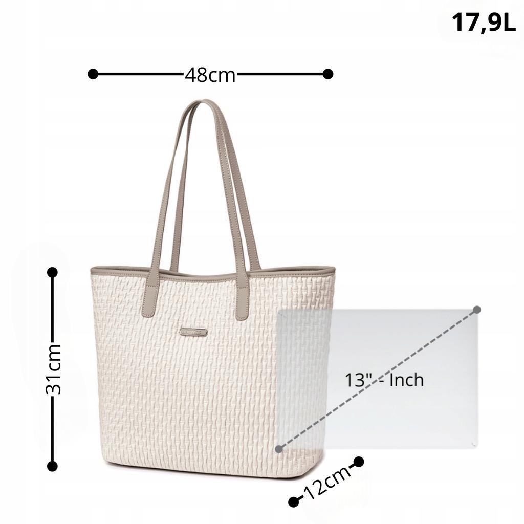 Women' Shopper Bag White Shoulder Bag 17.9 Fashionable, Roomy, Stylish With Zipper For Women. Chantria Cb800 White