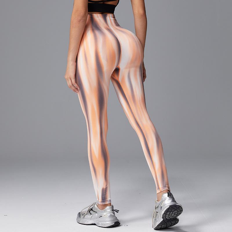 New Aurora smudged sports yoga pants seamless high-waisted fitness pants yoga pants slim-fit explosive peach buttocks