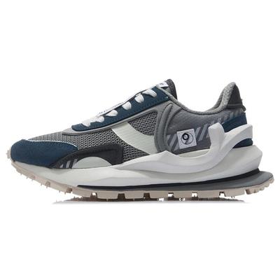 Li Ning Fangyuan Вечные Беговые Кроссовки Женские Низкие Акулий Серый/Кожаный Серый Синий/Туманно-Серый AGCR058-10