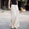 Женские брюки wide leg из хлопка и льна, женские длинные брюки, весна и лето, женские, с высокой талией, прямые, однотонные, свободные и тонкие, повседневные брюки, женские
