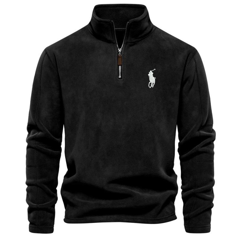 MINISO Polo Ralph Lauren Embroidered Women's New Item Stand Up Collar Half Zipper Long Sleeved Sweatshirt Trendy Casual Fleece Top