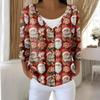 Women's Fashion Long Sleeve Christmas Snowman Snowflake Print Jacket Cardigan