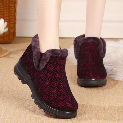 Зимние пекинские хлопковые туфли, тканевые туфли, обувь для мам, бархатные утолщенные для пожилых, теплые, мягкая подошва, для среднего и пожилого возраста, нескользящие, бабушкины хлопковые сапоги