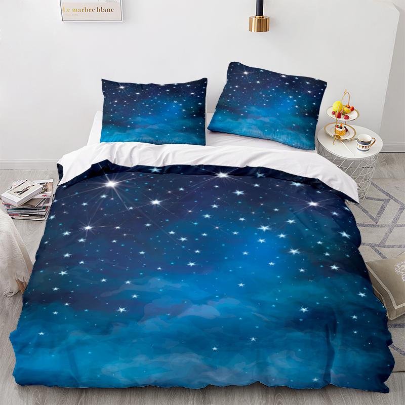 3D Home Bedding Universe Star Sky Quilt Cover Queen King Full Size Twin Planet Print Adult Children's Quilt Cover and Pillowcase Bedding