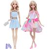 3 Pcs/Set Fashion Summer Doll Dress for 30cm Doll 30cm Girl Doll Clothes with High Heels Shoes Hangbag Camera Accessories Kids Toy Gift