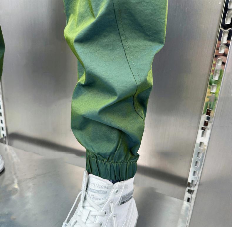 Мужские быстросохнущие гаремные брюки облегающего кроя: Цветовой блок, Эластичная талия, Повседневный летний стиль