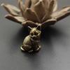 Cute Animal Figurines Retro Tea Pet Crafts Small Cat Metal Statue  Car