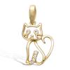 [P1159] - Gold Plated Pendant 'Beauty Cat' White Gold - 15x10 Mm