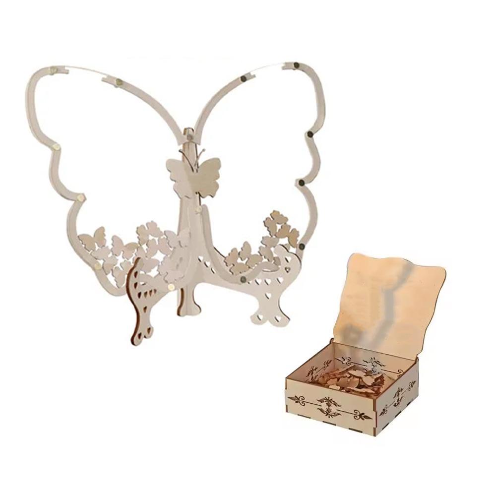 Butterfly Shape Wedding Guest Book Wooden Reception Signs Wedding Decoration