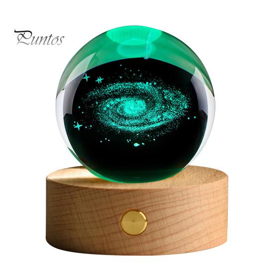 Искусственный хрустальный шар, успокаивающий космический ночник, прозрачные светящиеся звездные сферы с деревянной основой для прикроватного столика