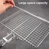 Fish Vegetable Grill Basket Stainless Steel BBQ Grilling Basket Portable Folding Barbecue Camping Grilling Rack for Fish Vegetables Shrimp
