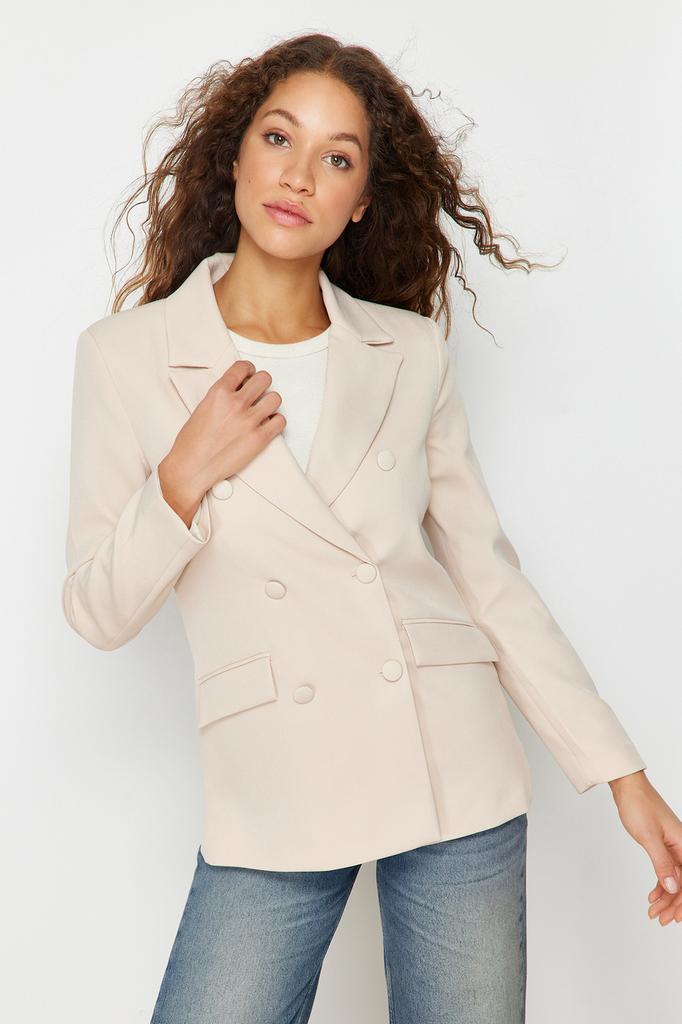 Women's Fashion Blazer Jacket Coat Lapel Long White Oversize Lined Woven Blazer Jacket