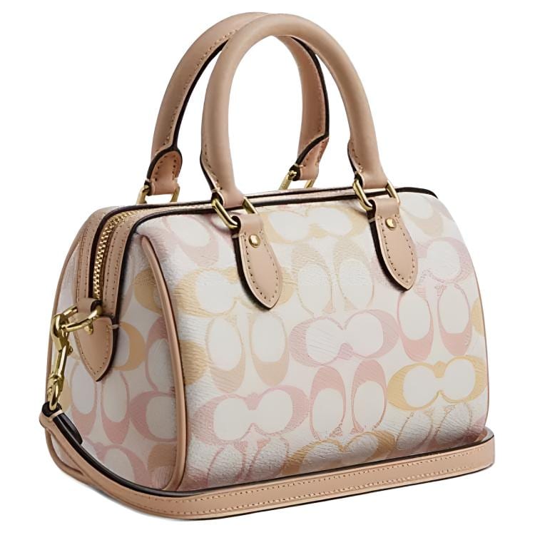 COACH Rowan Coated Canvas With Smooth Leather Boston Bag, One Shoulder Handbag Small Women's Candy CEK81-IMM8C