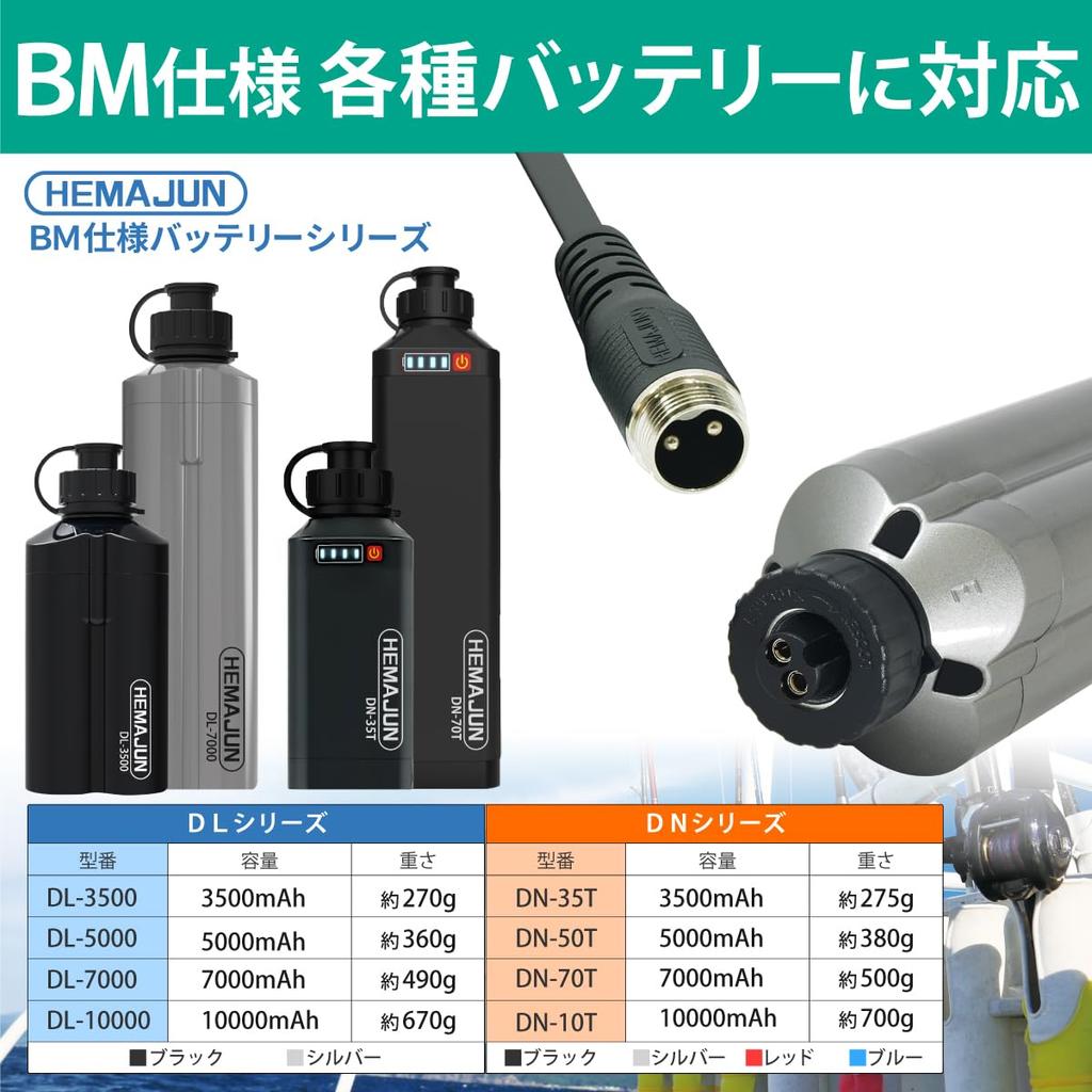 HEMAJUN Lightweight Electric Reel Compatible with Daiwa Electric Light Cable 2-Core Cord, 2.2m, Reels, X-Power HJ-XPLB-220 (220-23)