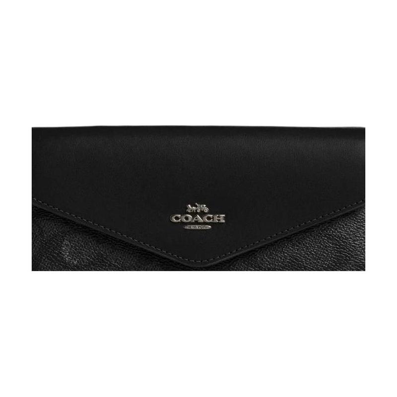 COACH ogo Logo Coated Canvas Wallet Regular Women's Charcoal and Black Charcoal and black
