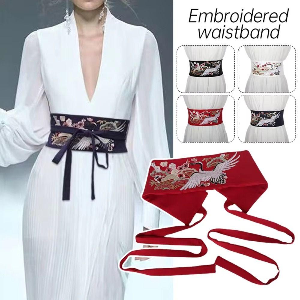 Вышитые кушаки ханьфу с цветами Женский пояс Простой широкий пояс Девушка