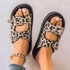 Женские сандалии Высокое качество Леопардовый дизайн с металлической пряжкой Шлепанцы Сексуальный комфорт Нескользящие шлепанцы Летние платформенные шлепанцы
