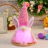 Easter Gnome Sequins Rabbit Faceless Doll with LED Light Ornaments for Spring Swedish Tomtes Dwarfs Home Decorations