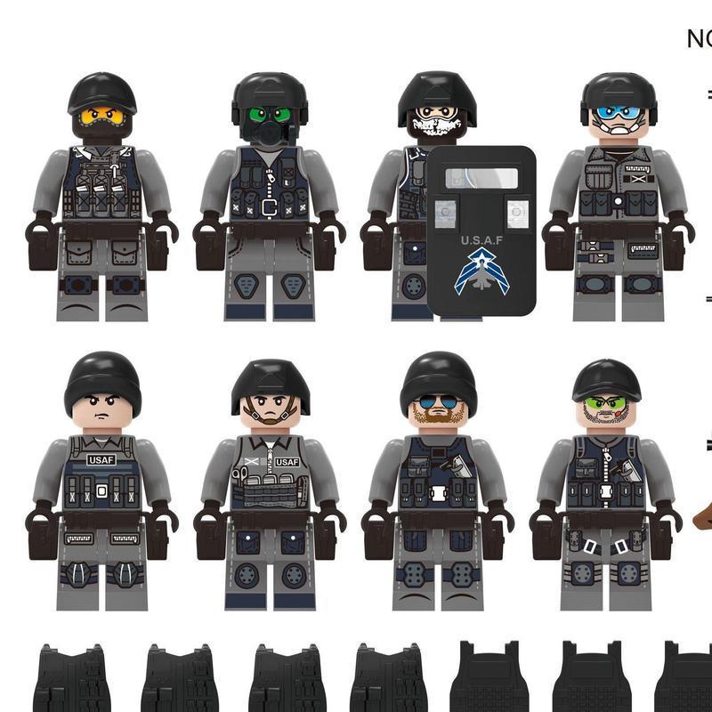 M8012 Военный строительный блок, фигурка, полицейская собака, игрушка в сборе из мелких частиц