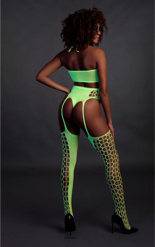 Two-piece bodysuit with crop top and stockings XS/L Ouch! by shots
