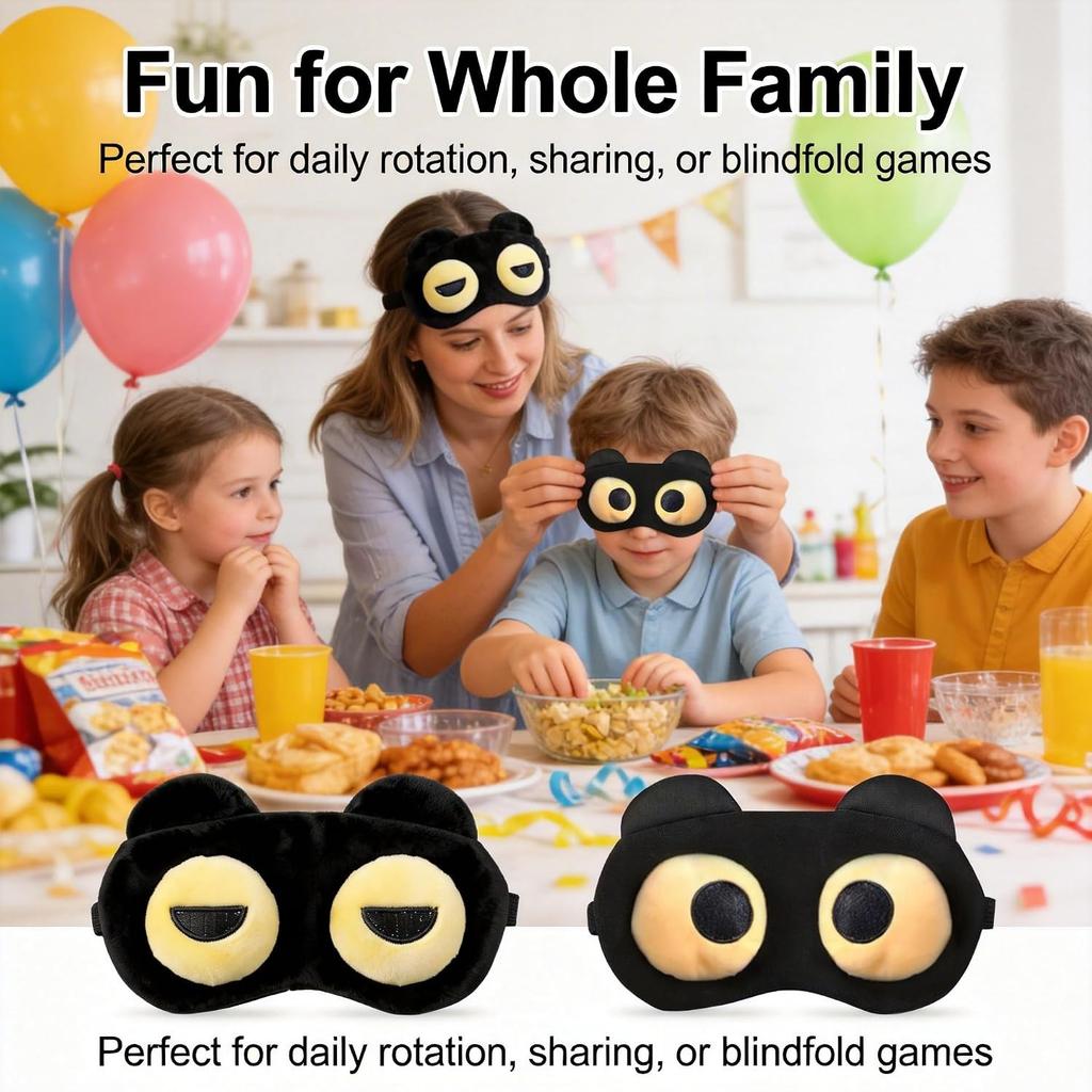 2PCS Sleep Mask for Women Men, Eye Masks for Sleep, Funny Black Eye Covers with Adjustable Elastic Strap for Travel, Night Blindfold