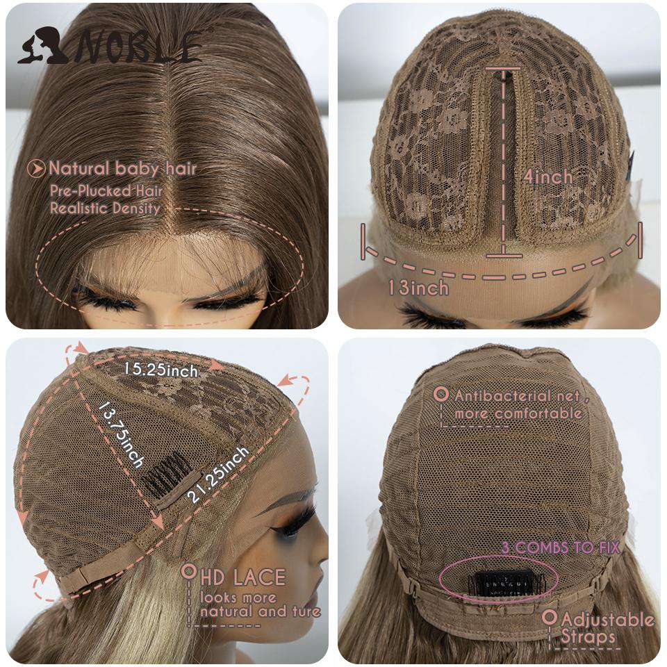 Noble Synthetic Lace Front Wig Long Wavy Wig 26 Inch Lace Part Body Wavy Lace Wig For Women Brown Ombre Blonde Cosplay Wig