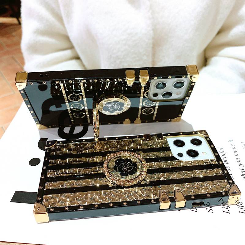 Роскошный квадратный защитный чехол для телефона с бриллиантовым кольцом и подставкой-держателем для iPhone Samsung Huawei Xiaomi