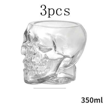3 Pcs Skull Head Cocktail Glasses Personalized Bar Glassware Mixed Wine Drink Glass Creative Smoothie Fruit Juice Cup Coffee Mug