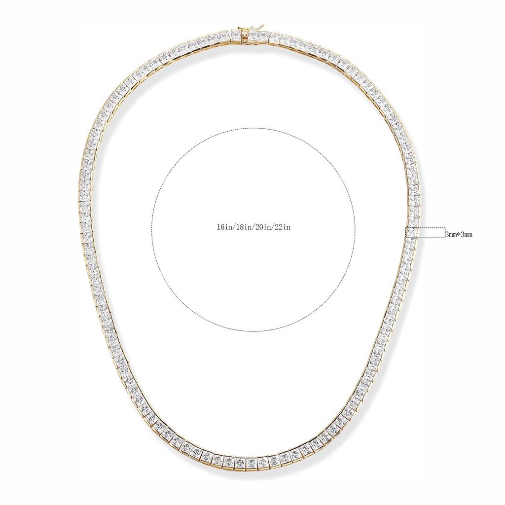 Men's New Copper Zircon Tennis Chain - 4mm*4mm Square Links Unisex Hip Hop Necklace