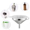 4Pcs Stainless Steel Funnel with Handle 200 Fine Mesh Filter Cleaning Brush Liquid Oil Jam Transferring Funnel Strainer Kitchen Supplies