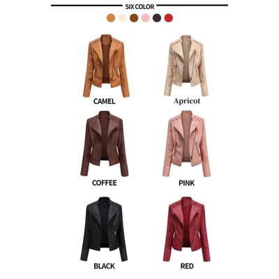 Женская осенне-зимняя куртка из искусственной кожи, женская короткая куртка с лацканами, тонкое кожаное пальто, женский мотоциклетный костюм