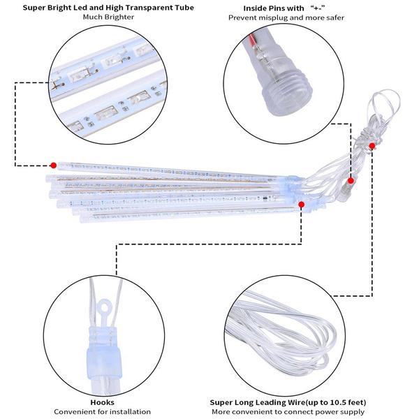 8 шт. светодиодный метеоритный дождь Рождественская гирлянда праздничная полоса света уличный водостойкий гирлянда для украшения сада и улицы