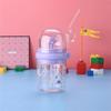 Whale Spray Water Bottle Infant Sippy Cup Summer Plastic Children"s Water Cup with Straw(Purplr