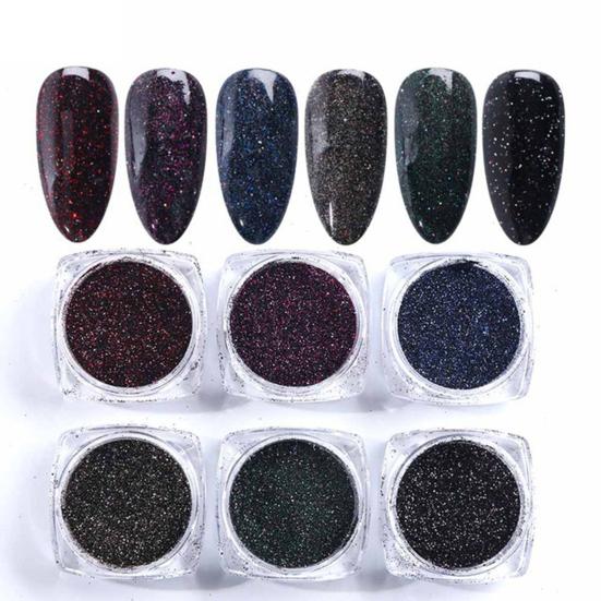 1 набор блесток для ногтей, сияющий, легкий, вставной, глянцевый, не капающий, сделай сам, сверкающий, 6 цветов, украшение для ногтей, блестки, маникюрный салон, поставка