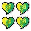 SignStore Набор из 4 мини-сердечек для начинающих для велосипедов и шлемов, прибл.. 6см x 6см, Зеленый, Розовый, Винил, Сделано в Японии, наклейка_ 4shoshin