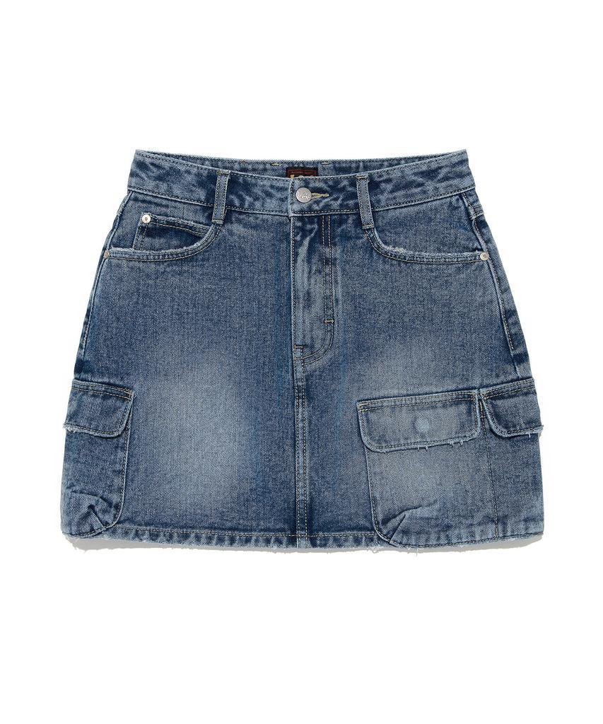 Lee Women Cargo Denim Mini Skirt Indigo Medium