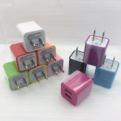USB-зарядное устройство USB Двухголовая зарядная головка с зеленой точкой 1A Двухпортовое быстрое зарядное устройство