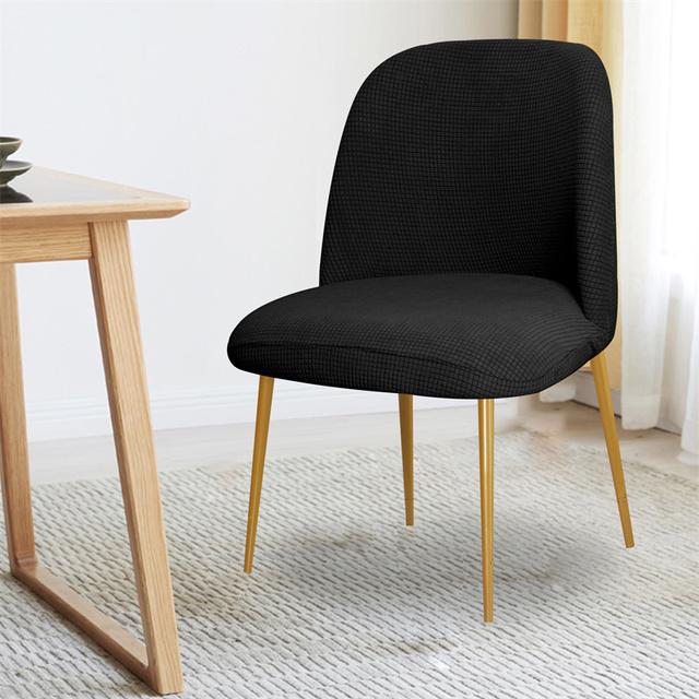 Polar Fleece Stretch Chair Cover Duckbill Curved Dining Chair Slipcover Low Back Stretch Seat Covers For Kitchen Hotel Decor